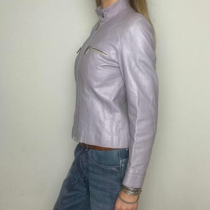 lilac leather jacket, M