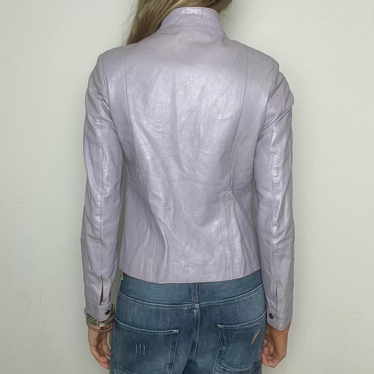 lilac leather jacket, M