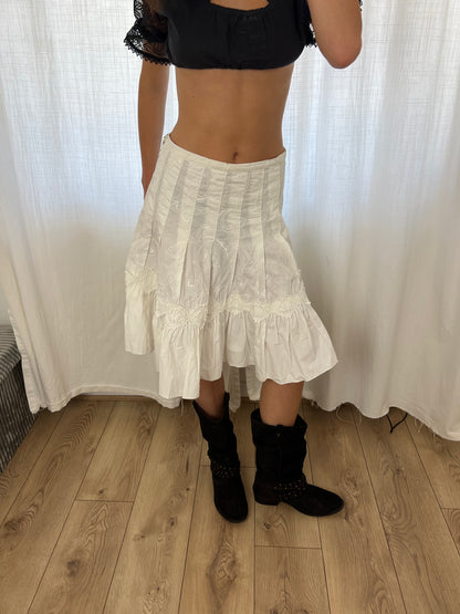 Vintage white floral midi skirt