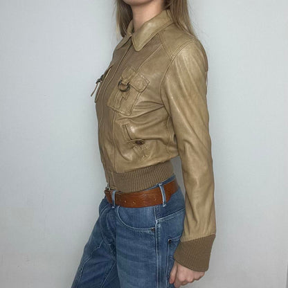 tan leather jacket, S