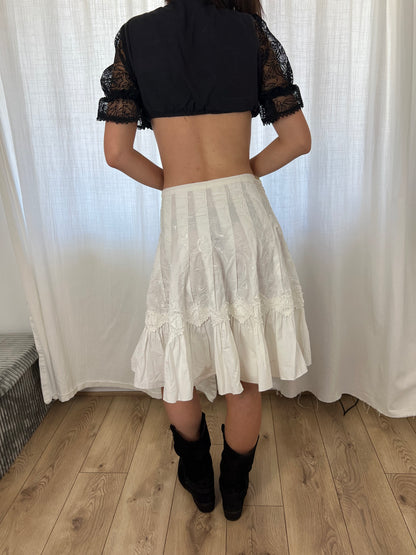 Vintage white floral midi skirt