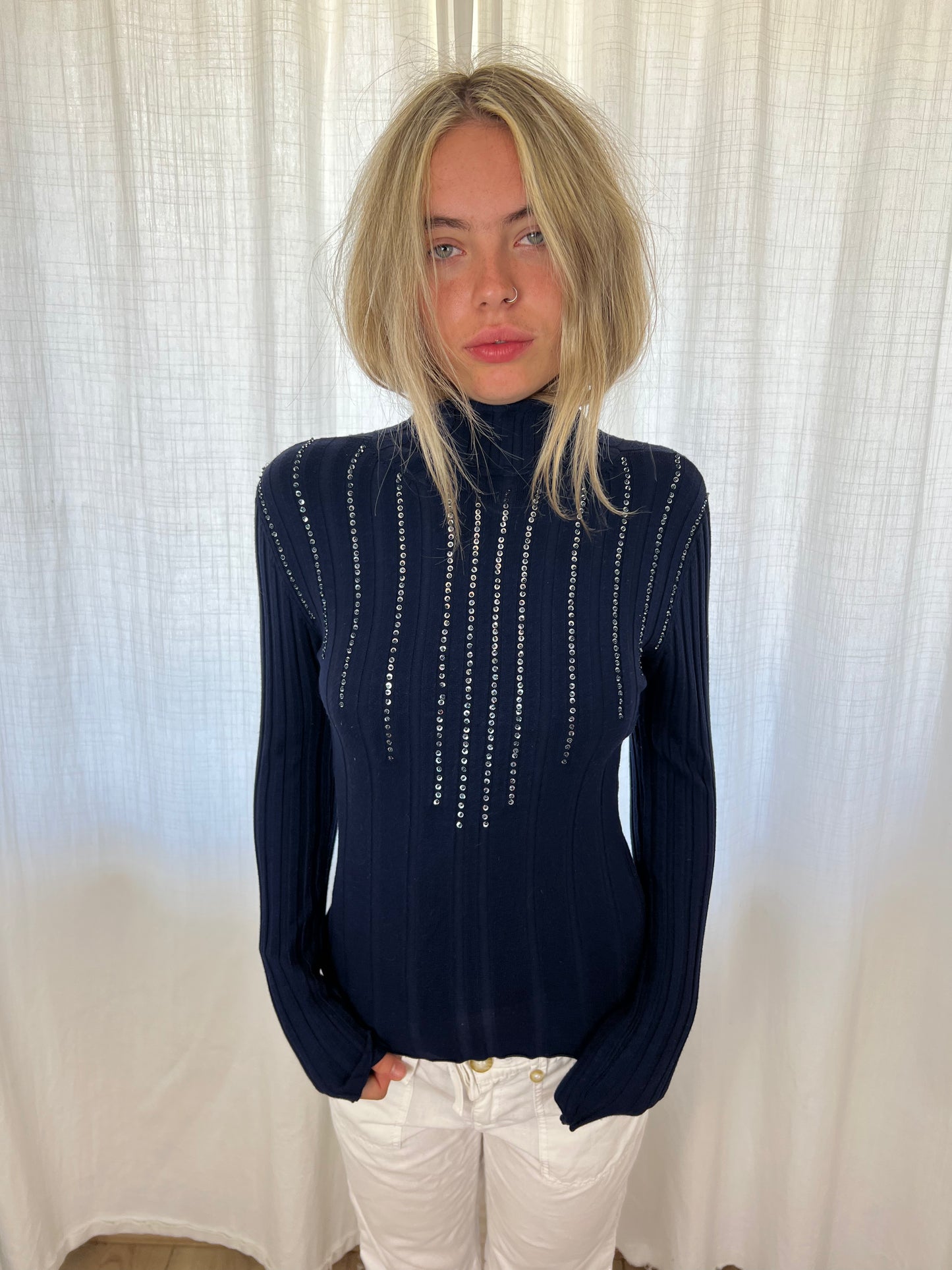 Vintage navy sequin knit