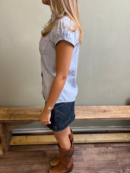 vintage 00s baby blue striped blouse