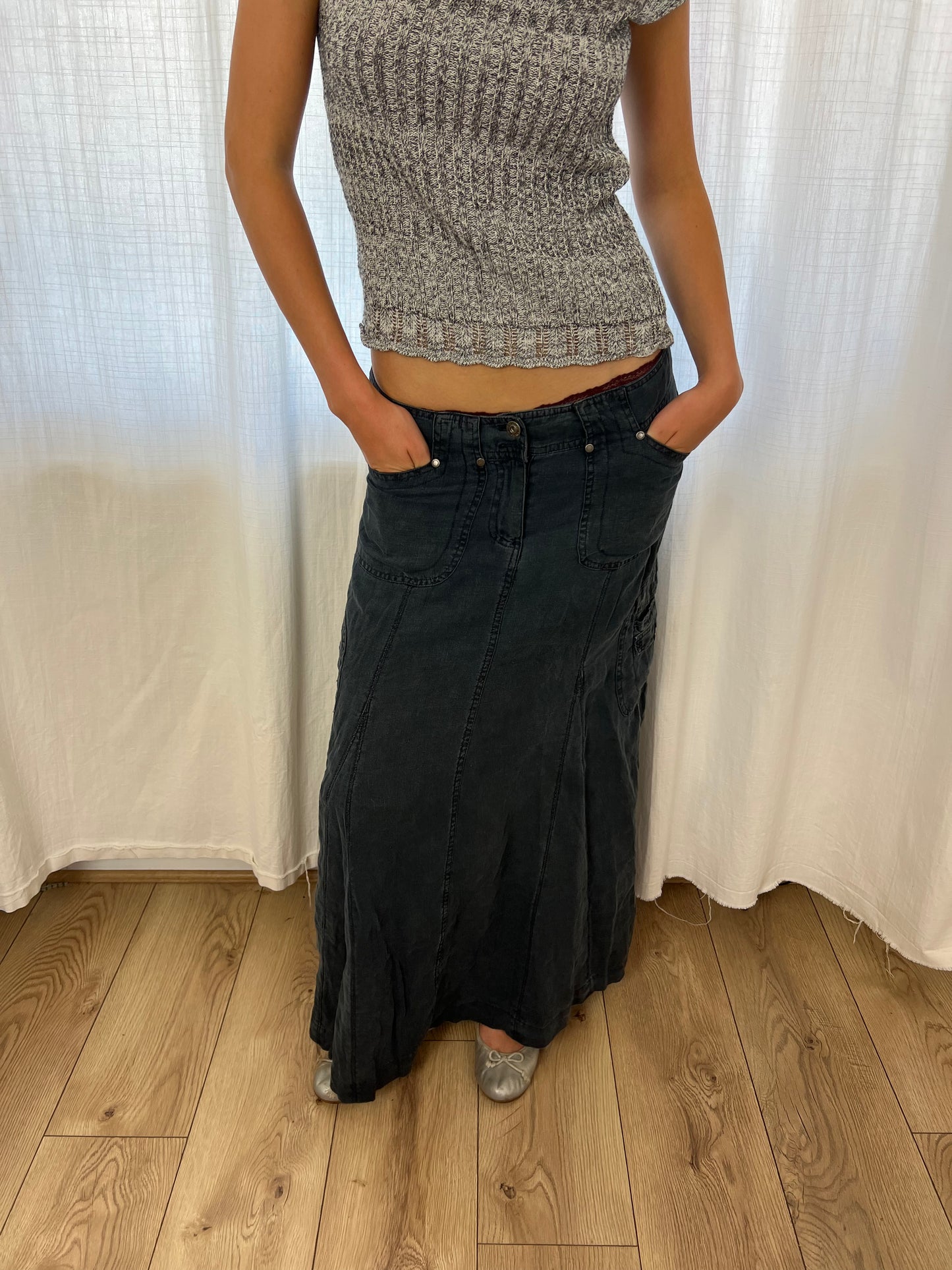 Cherokee black cargo maxi skirt