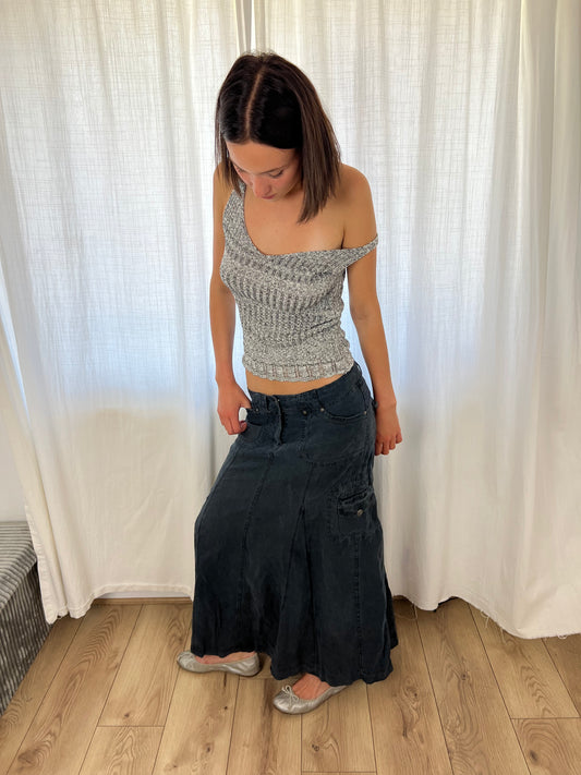 Cherokee black cargo maxi skirt