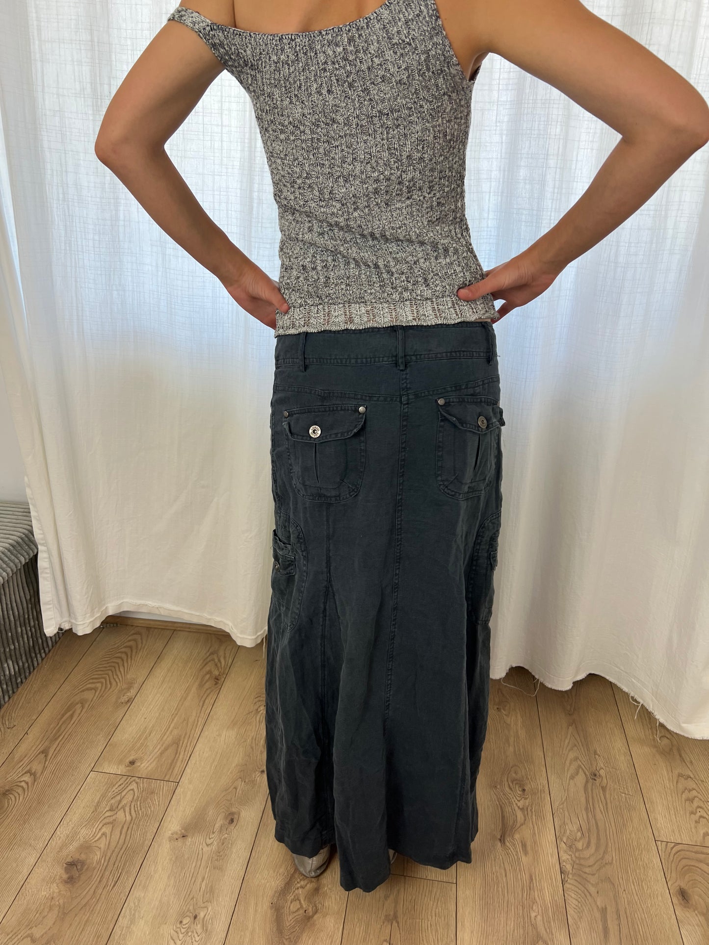 Cherokee black cargo maxi skirt