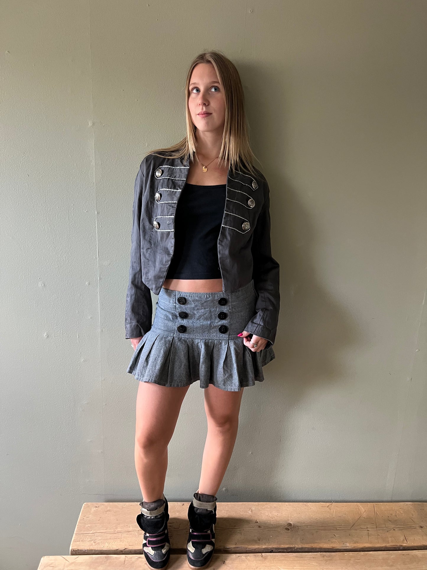 vintage grey swing jacket