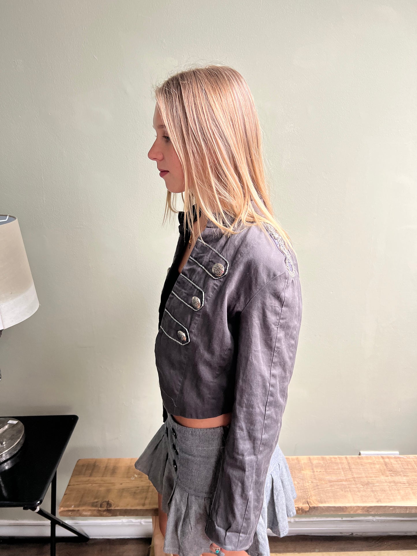 vintage grey swing jacket