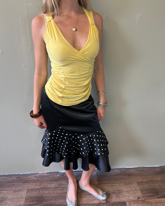 vintage 00s yellow ruched cami top