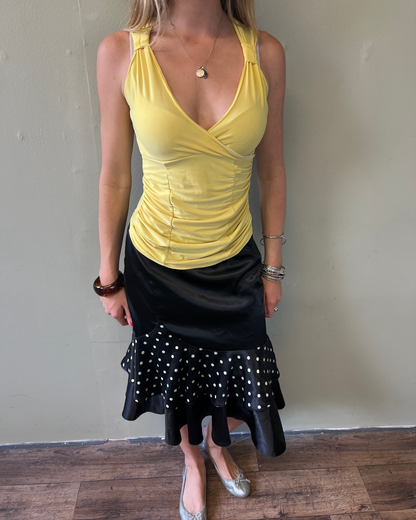 vintage 00s yellow ruched cami top