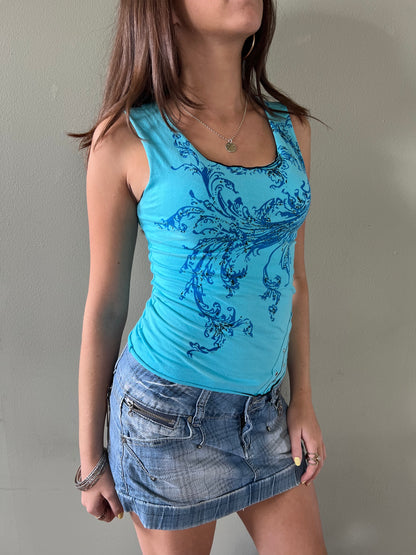 vintage 00s blue graphic top