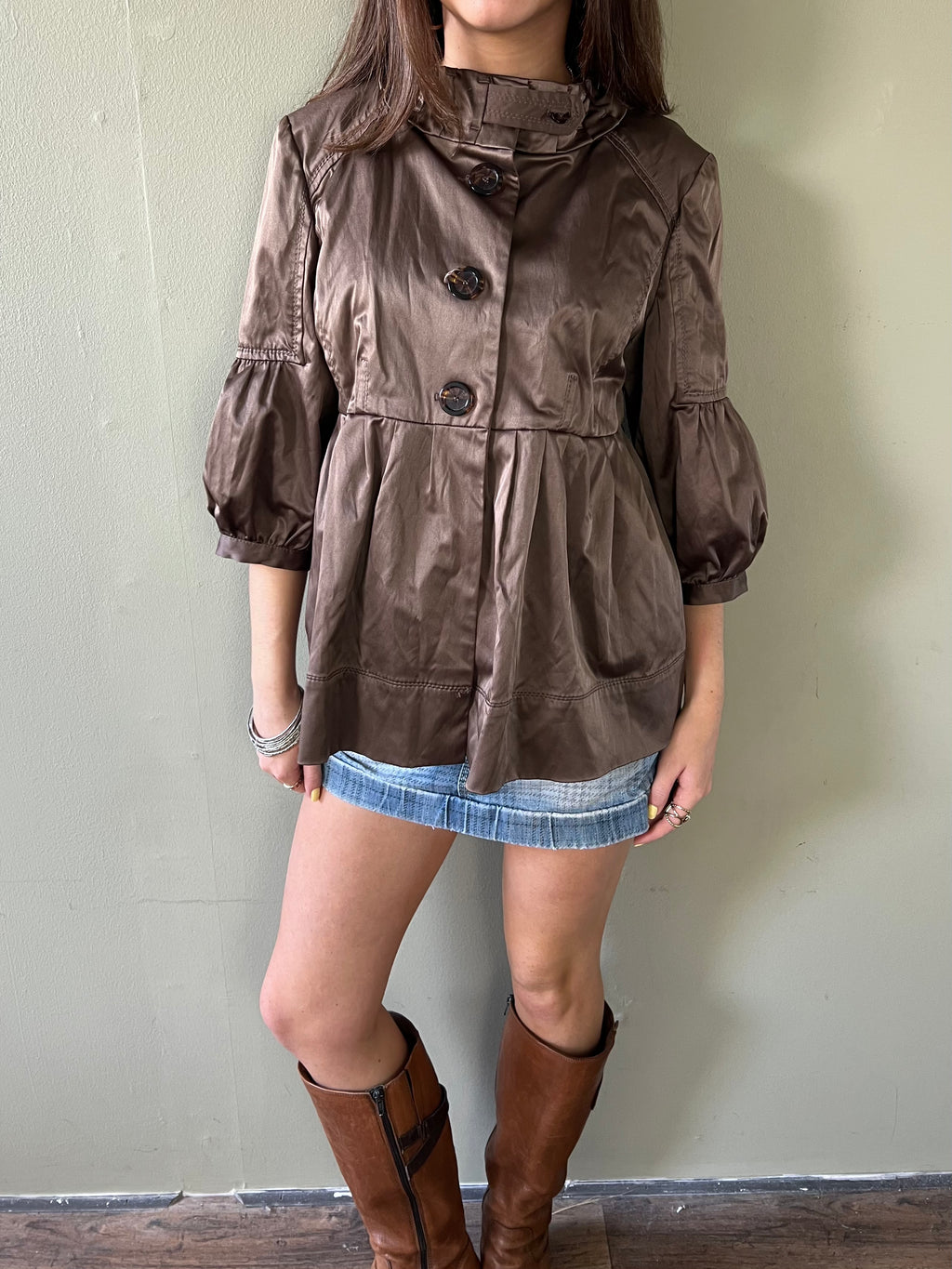brown peacoat