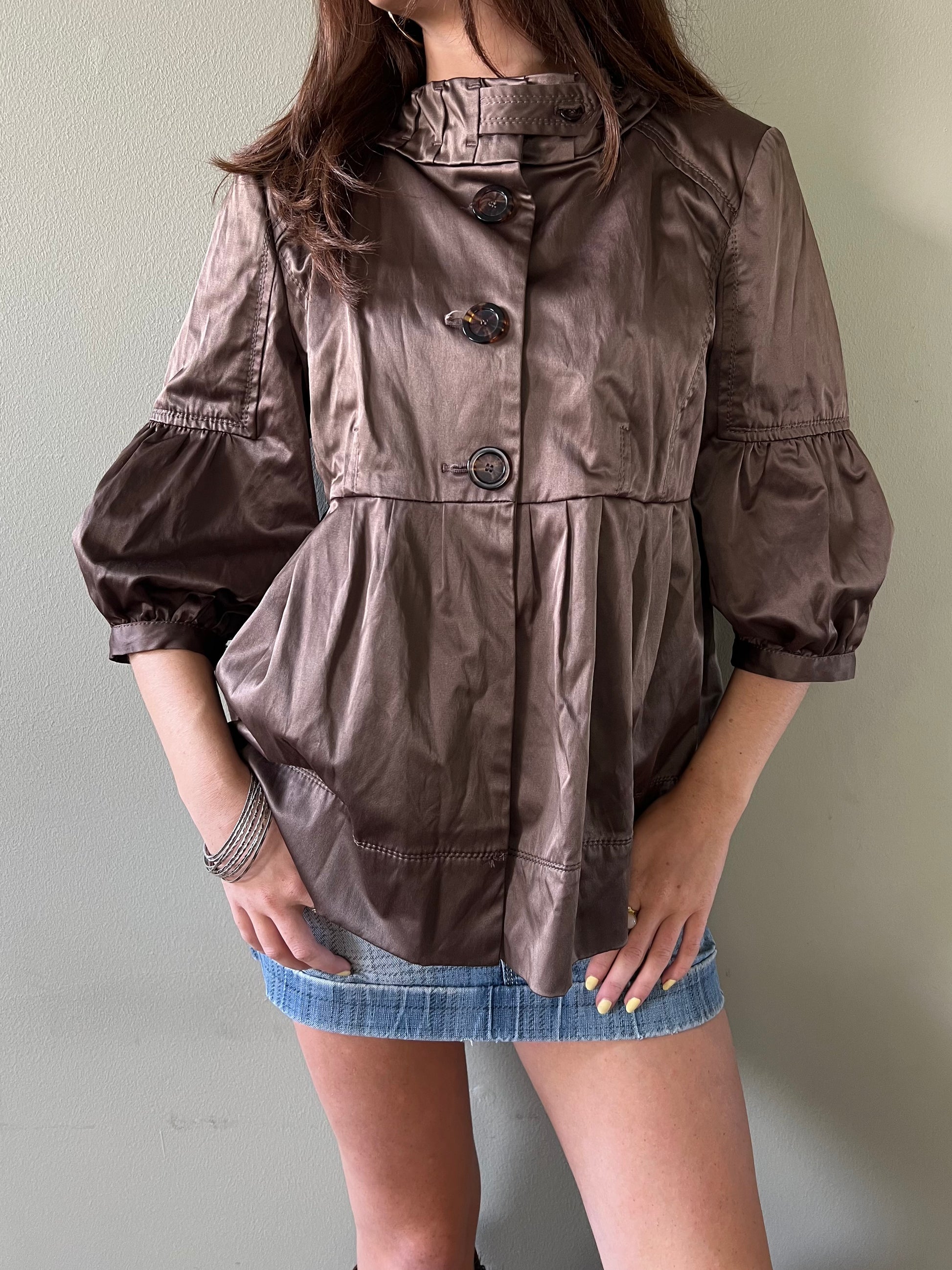 brown peacoat