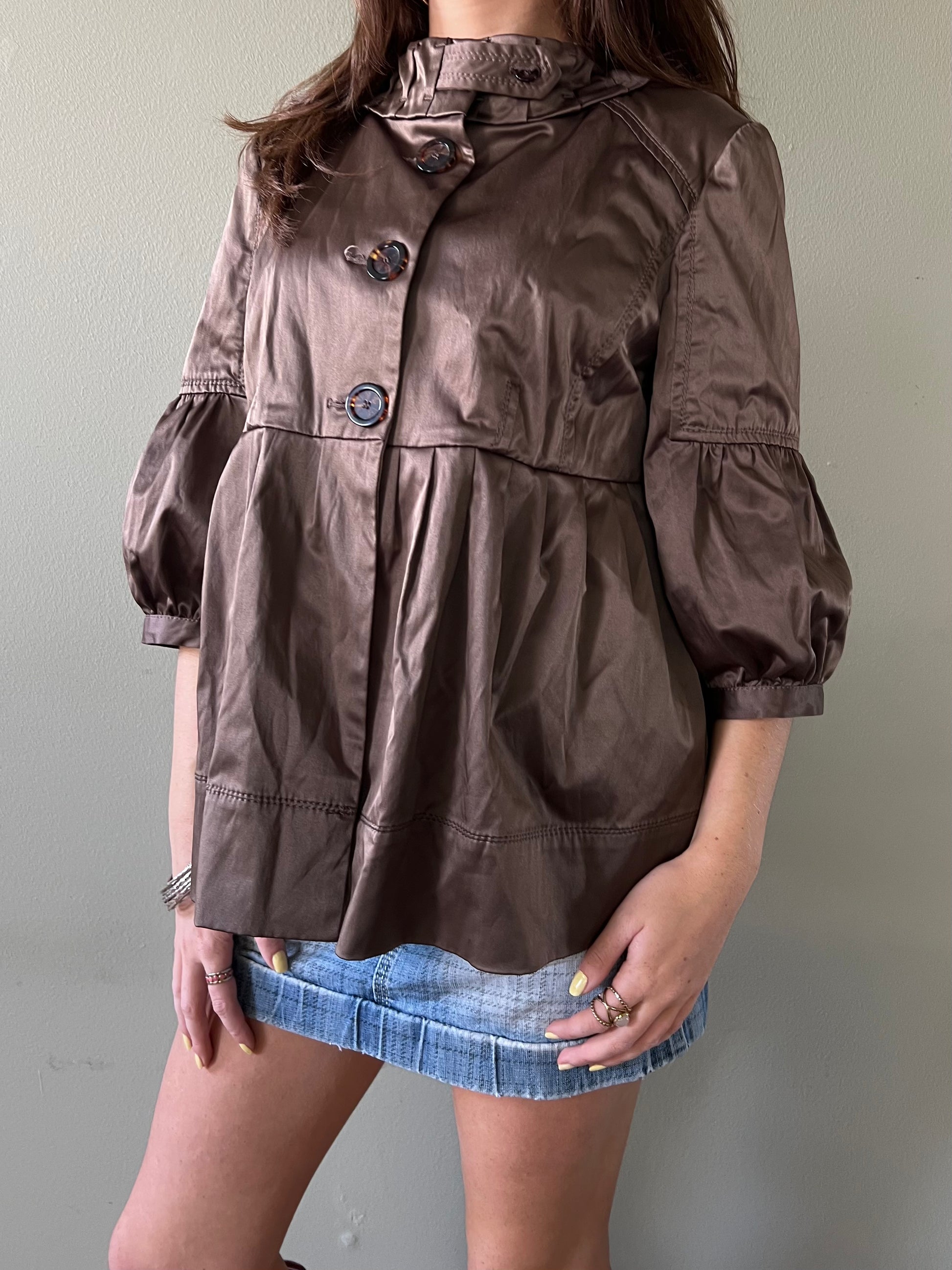 brown peacoat