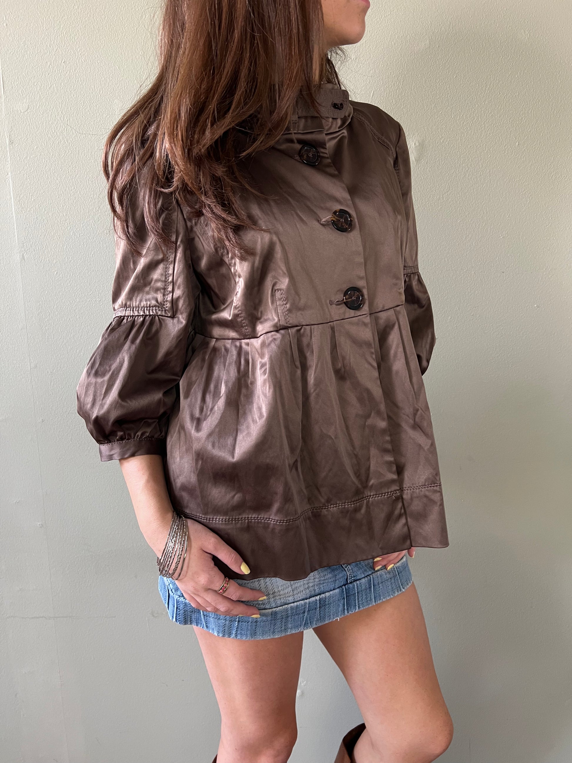 brown peacoat