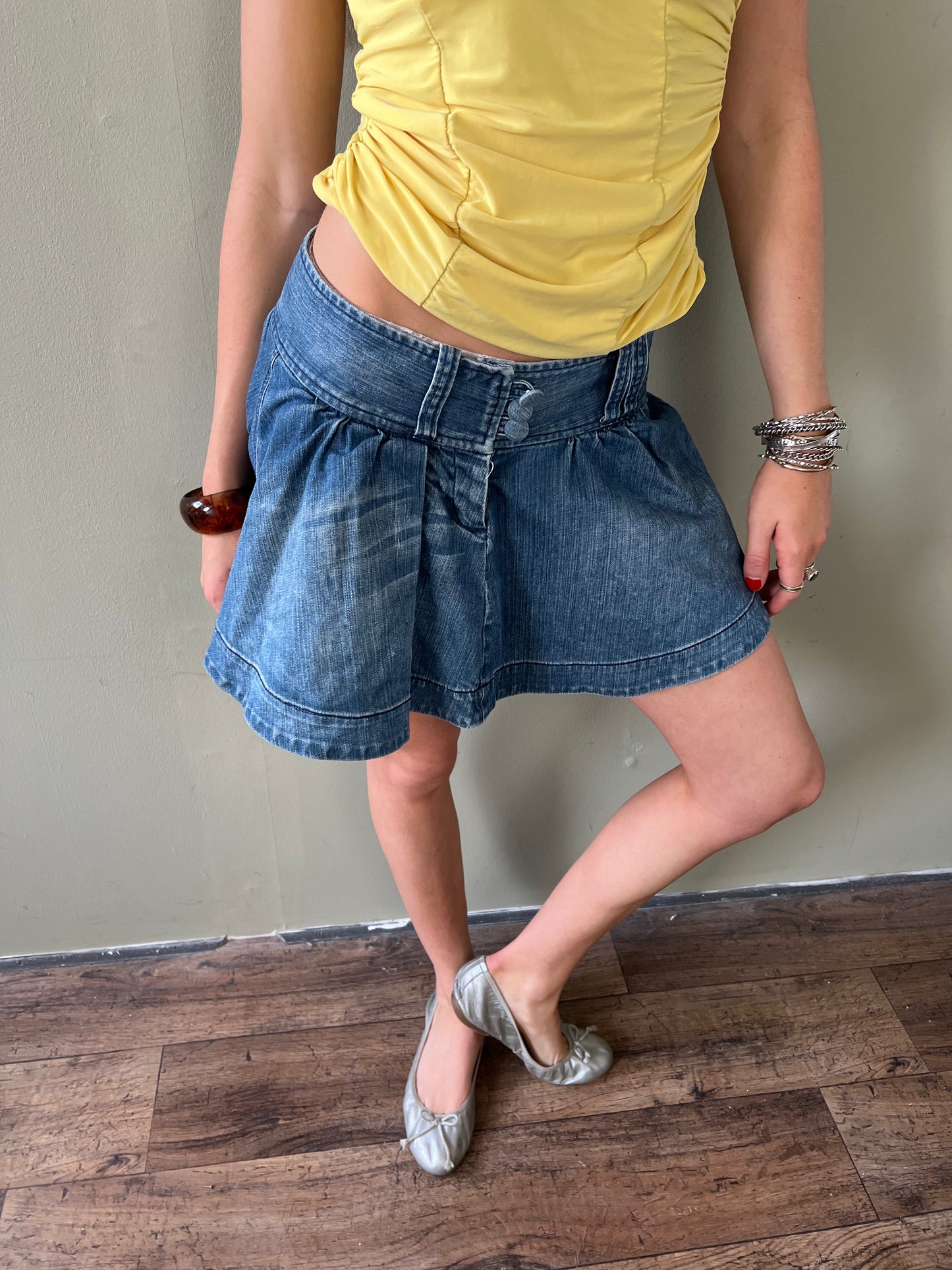 vintage Armani exchange denim pleated mini skirt