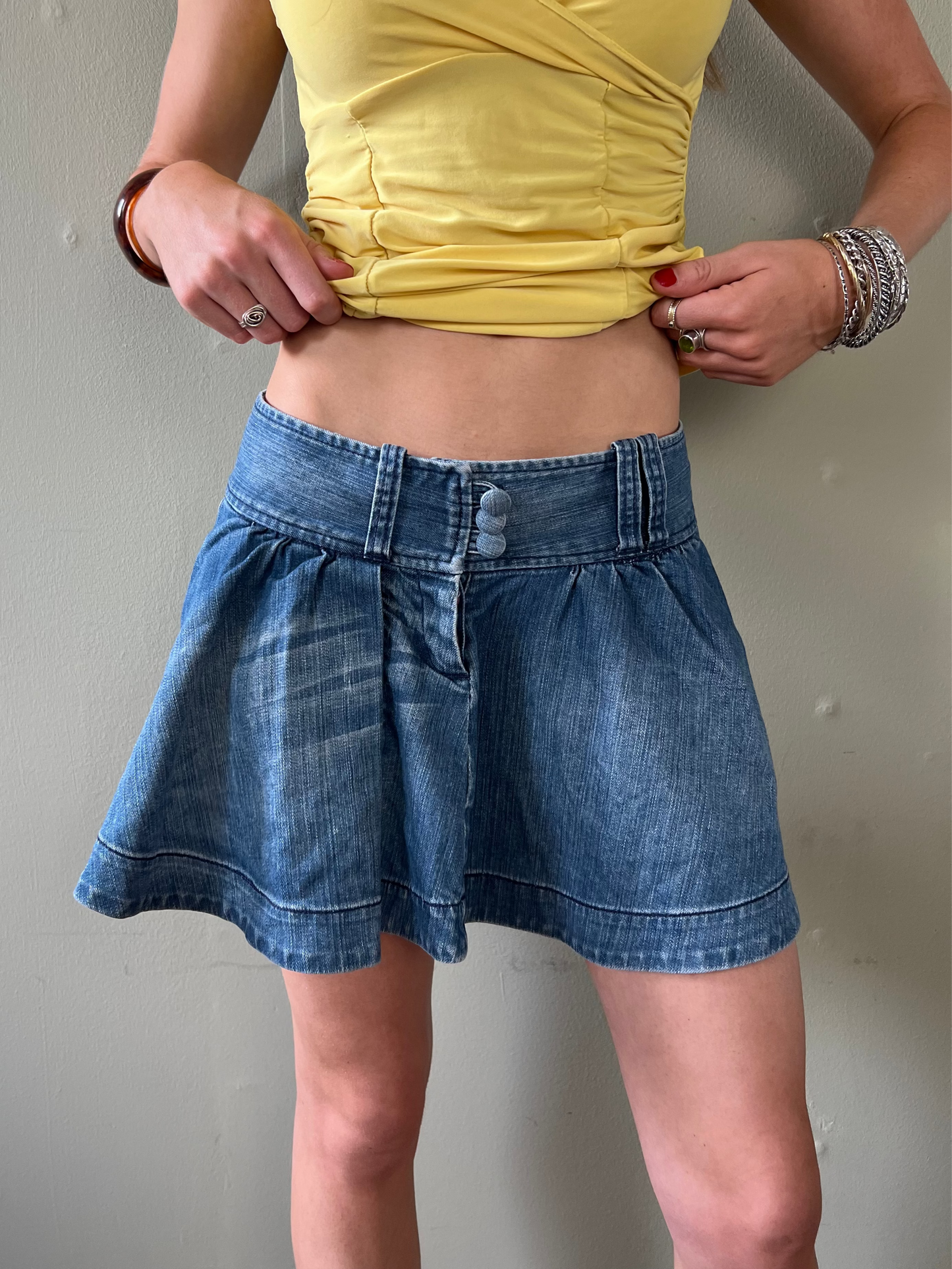 vintage Armani exchange denim pleated mini skirt