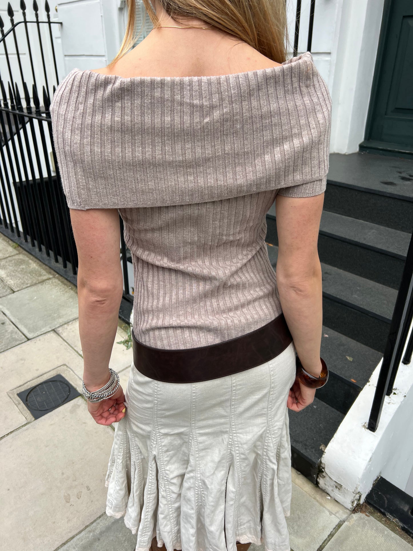 vintage off the shoulder ribbed top