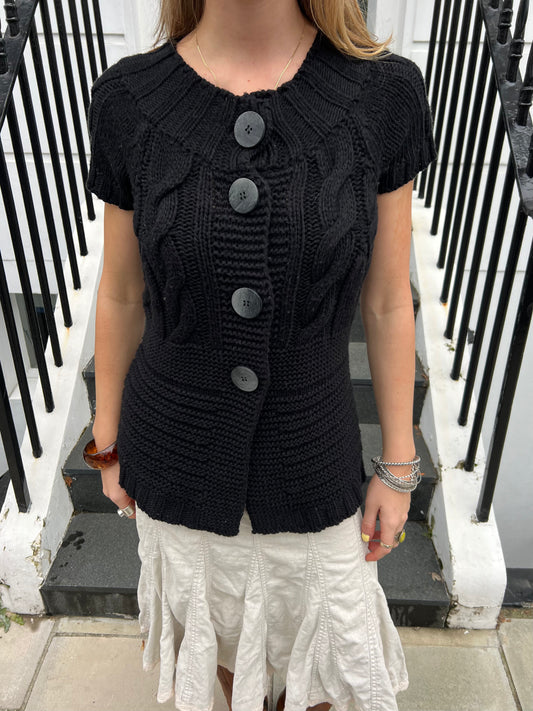 vintage black chunky knit cardigan