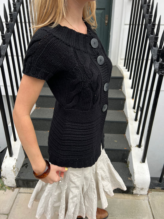 vintage black chunky knit cardigan