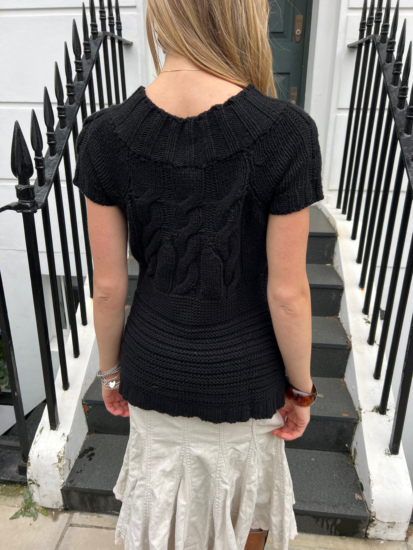 vintage black chunky knit cardigan