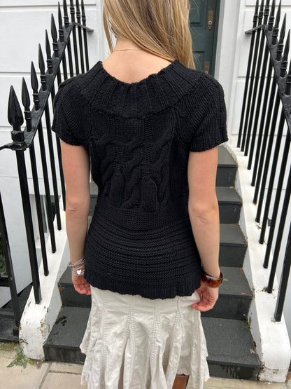 vintage black chunky knit cardigan