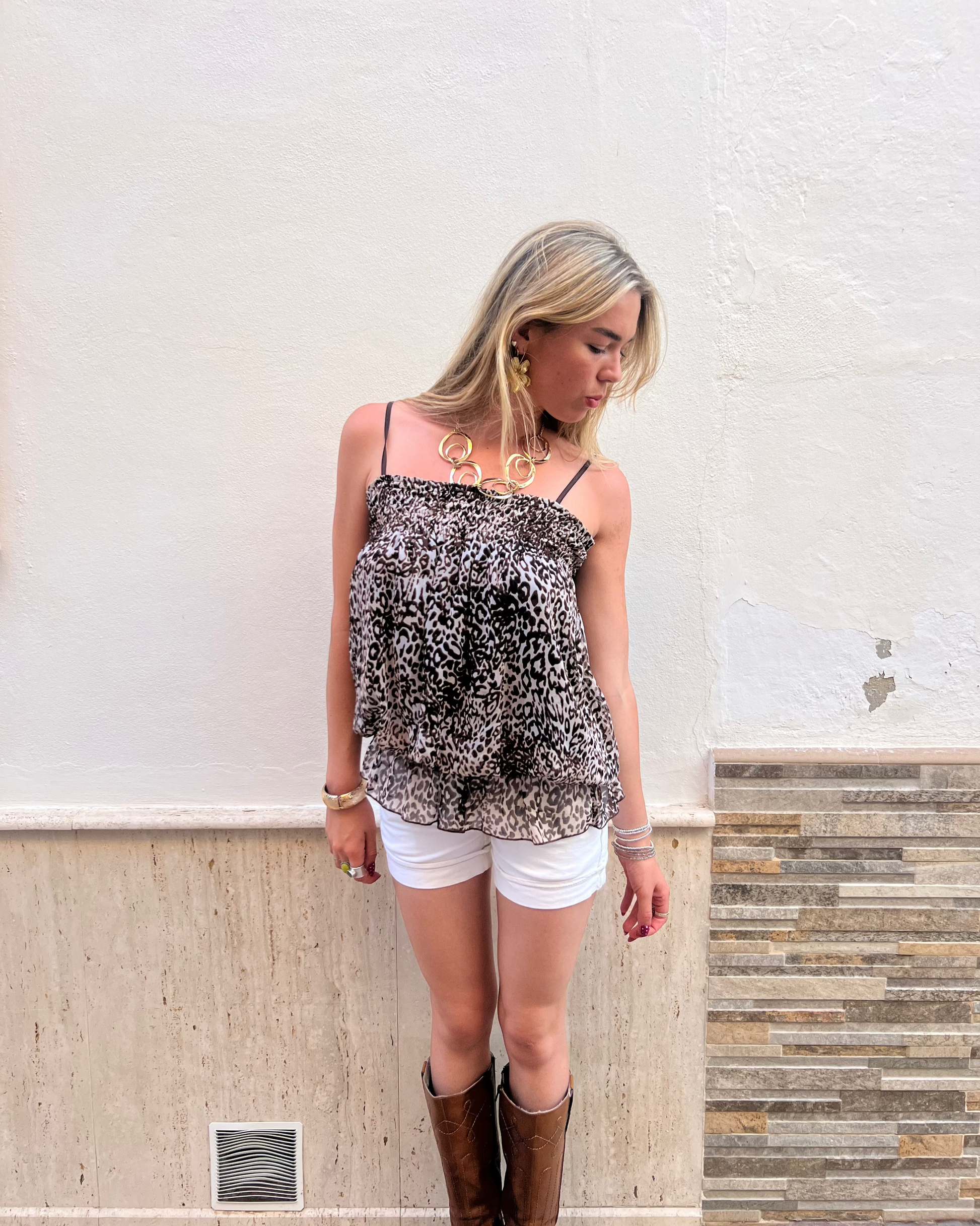 White mini shorts