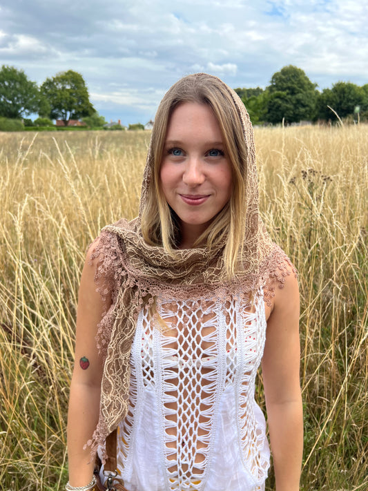 Brown lace scarf accessory
