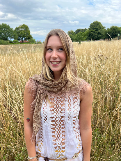 Brown lace scarf accessory