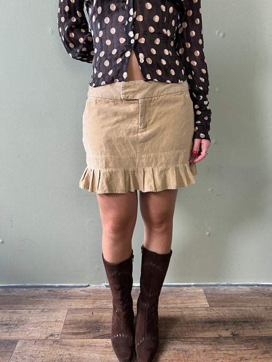 vintage 00s brown corduroy pleated mini skirt