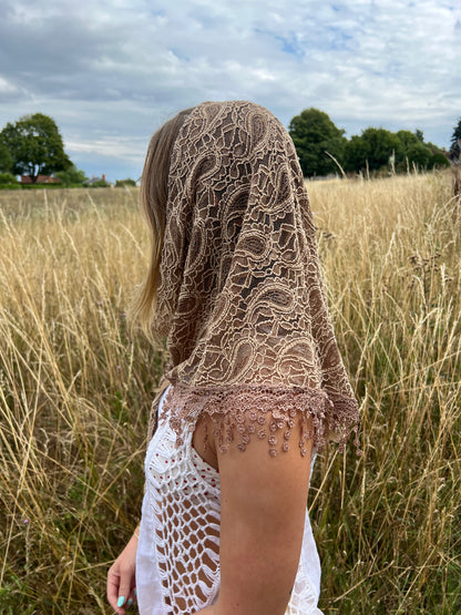 Brown lace scarf accessory