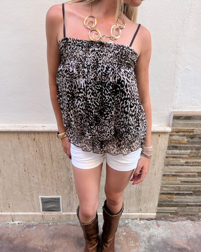 Leopard print ruffle top