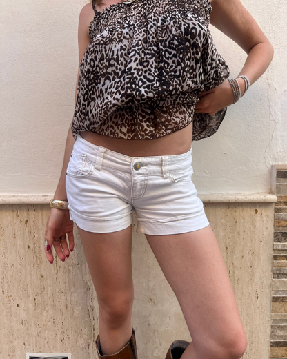 White mini shorts