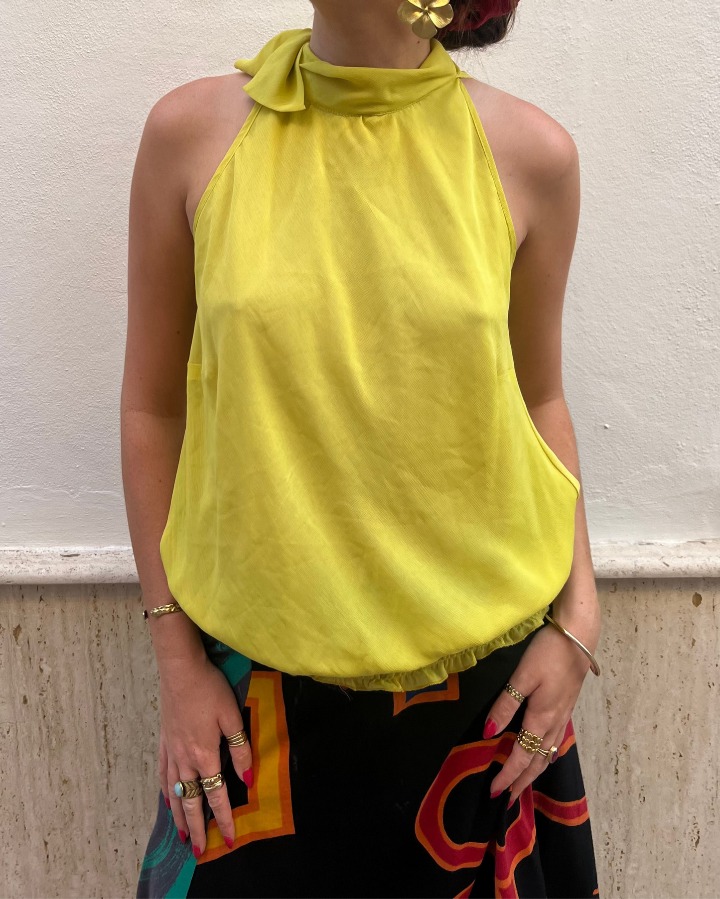 Yellow high neck top