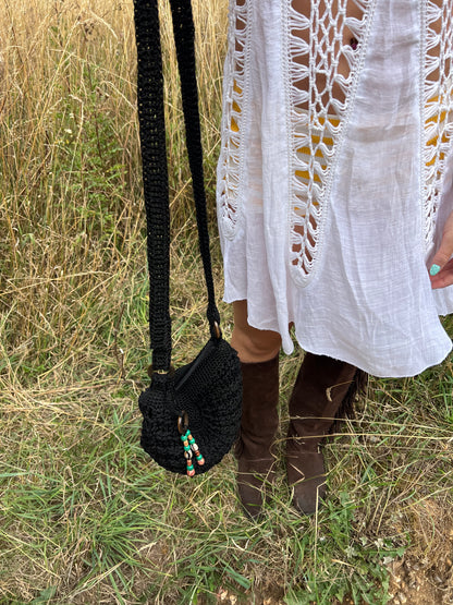 Black crochet crossbody bag