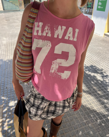 Pink graphic 'Hawai 72' tank top