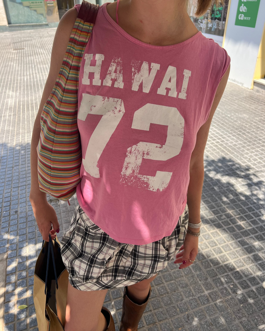 Pink graphic 'Hawai 72' tank top