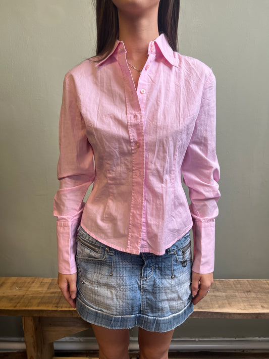 vintage 00s 'terranova' baby pink shirt