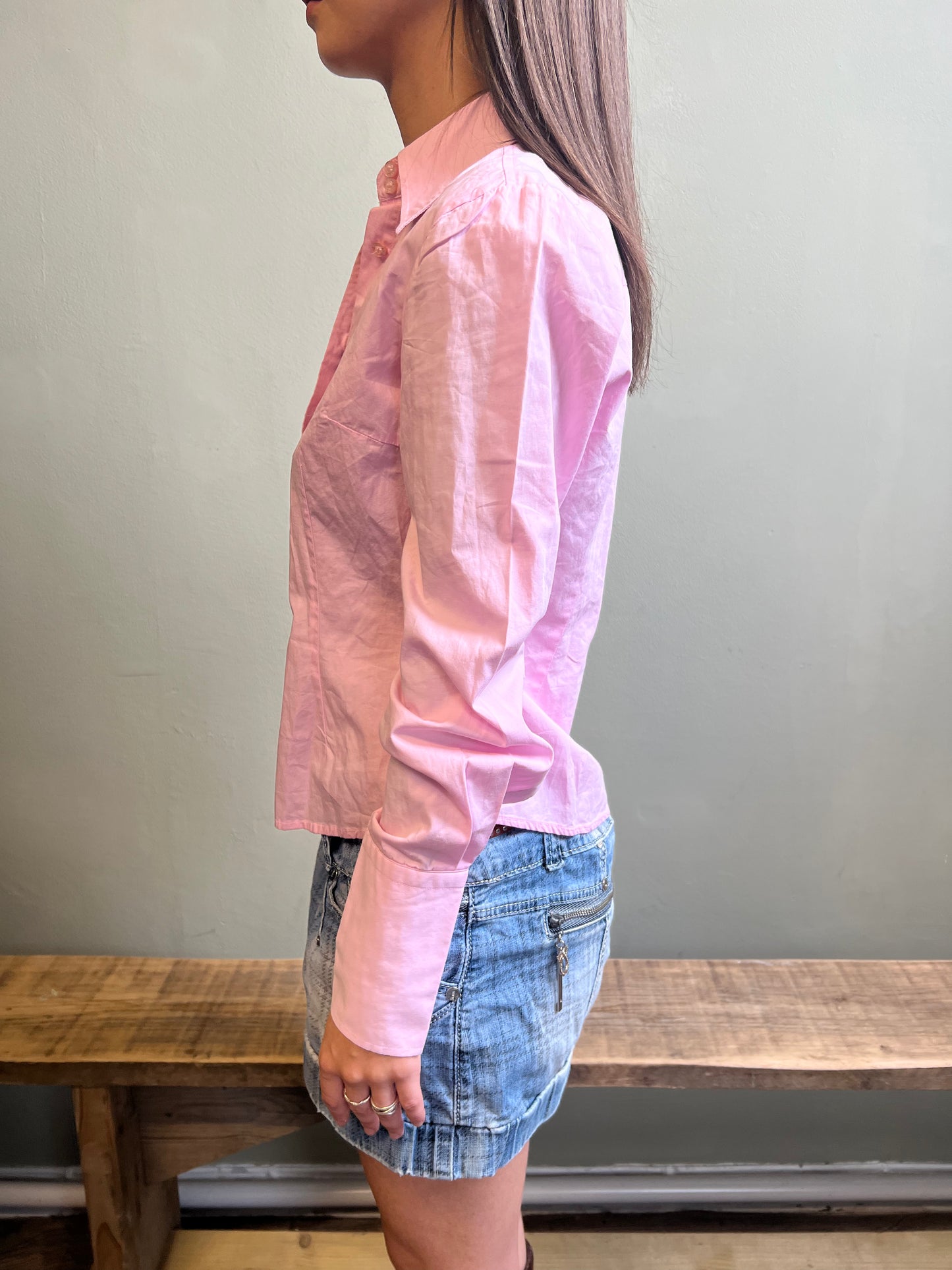 vintage 00s 'terranova' baby pink shirt