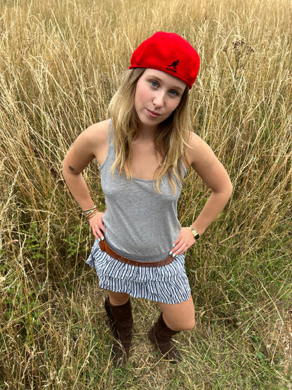 Striped ruffle mini rara dress