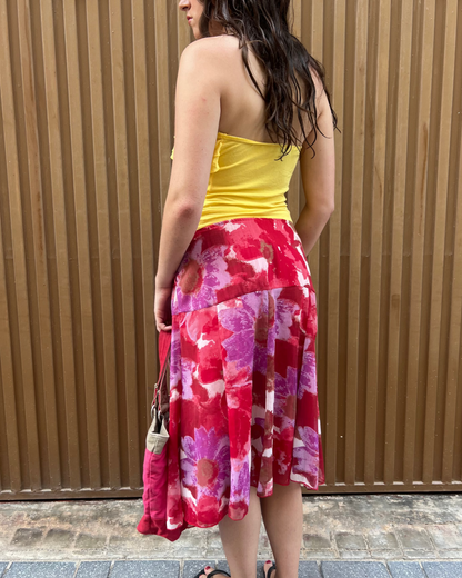 Yellow ruffle bandeau top