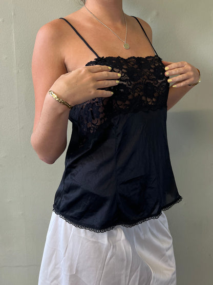 black lace trim cami top