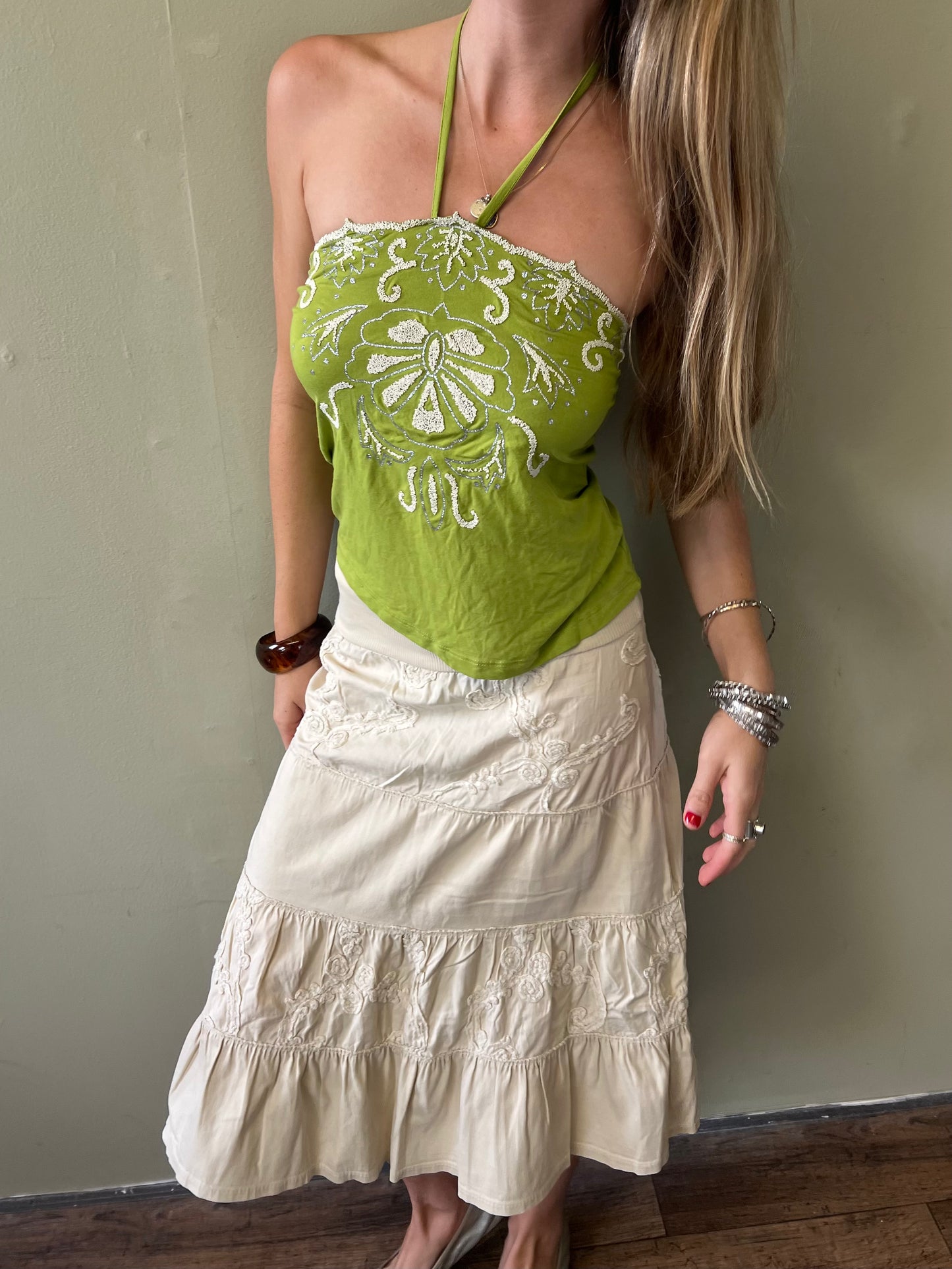 vintage 00s green halter top