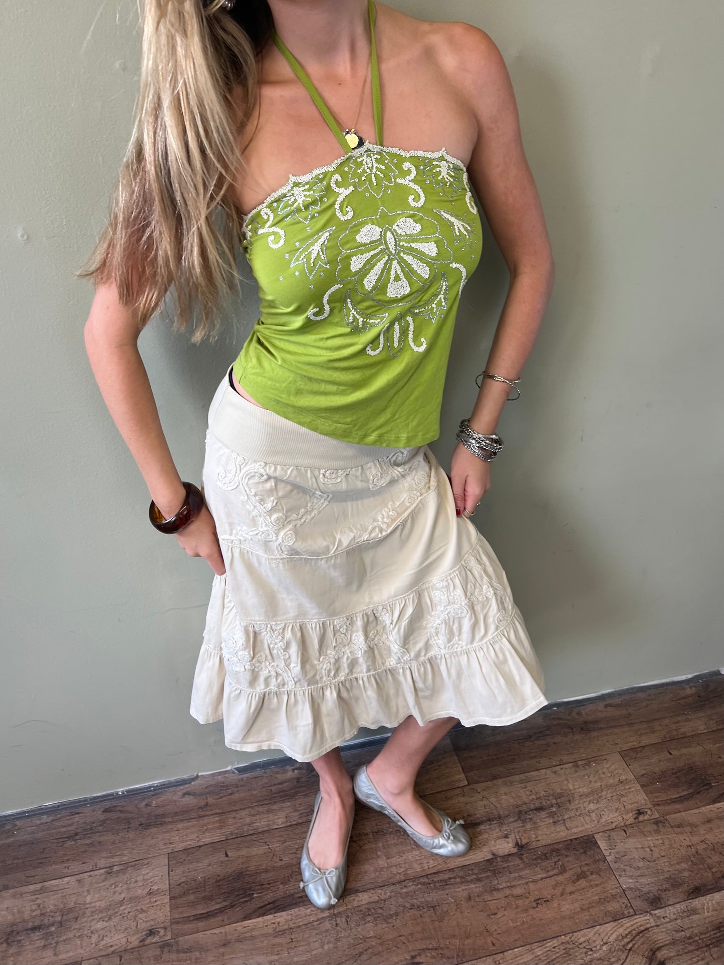 vintage 00s green halter top