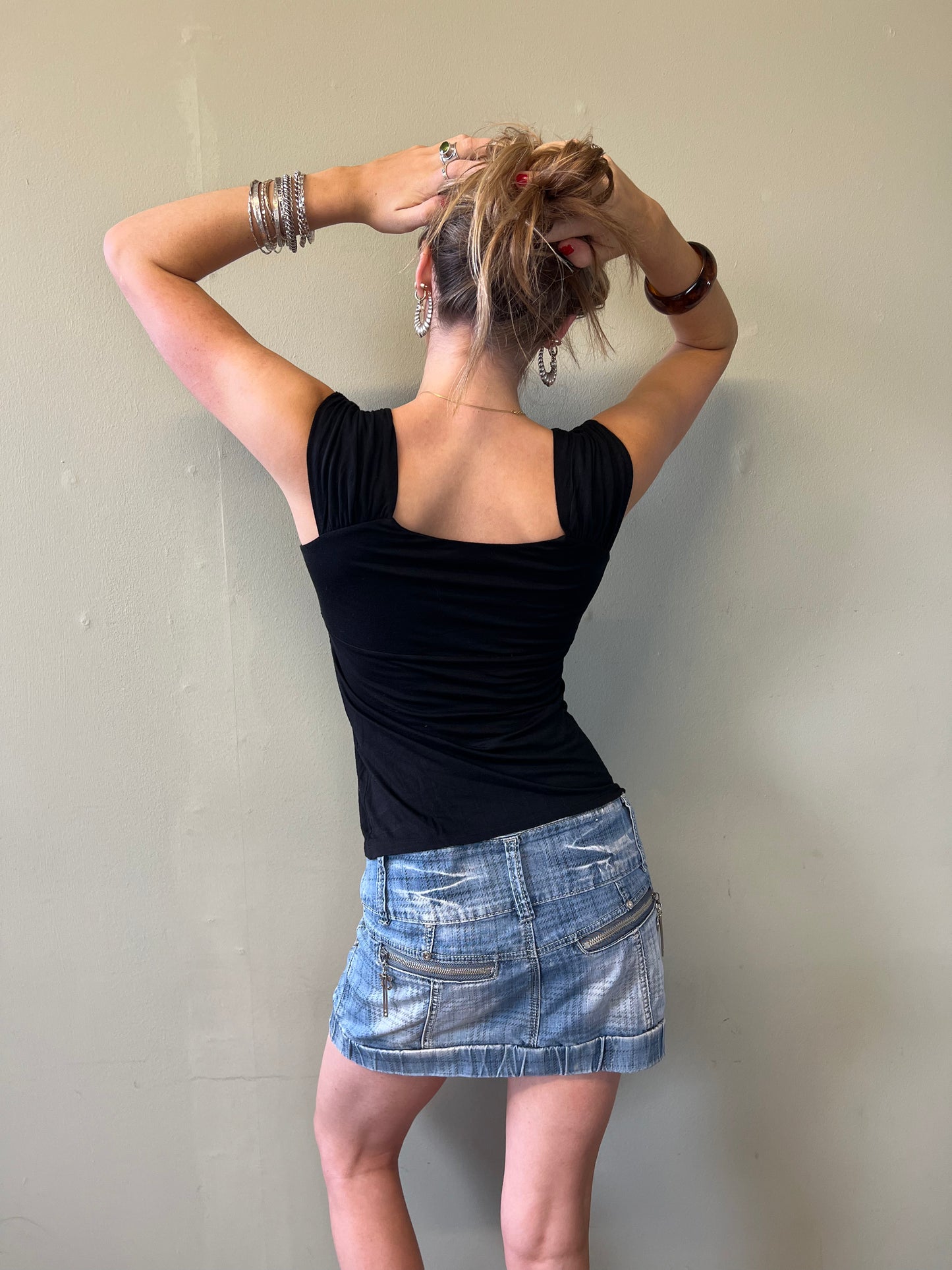 cache cache vintage 00s black sequin top