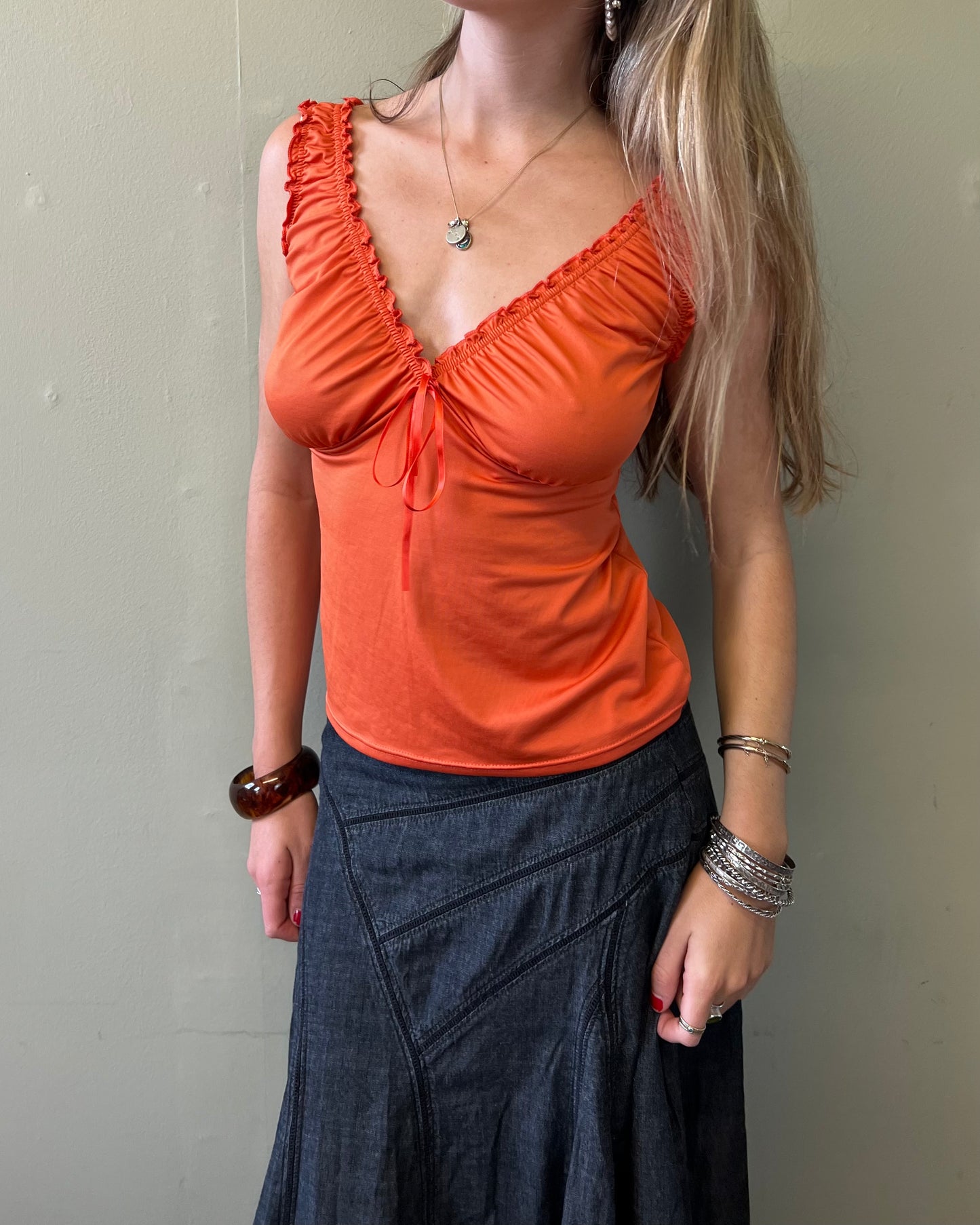 vintage 00s orange cami top