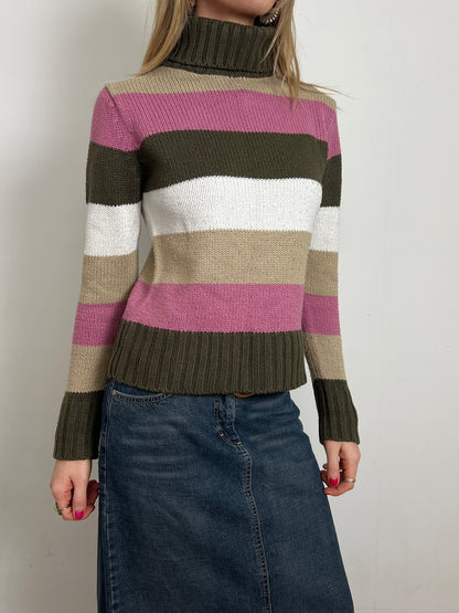 striped knit jumper, M