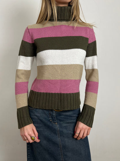 striped knit jumper, M