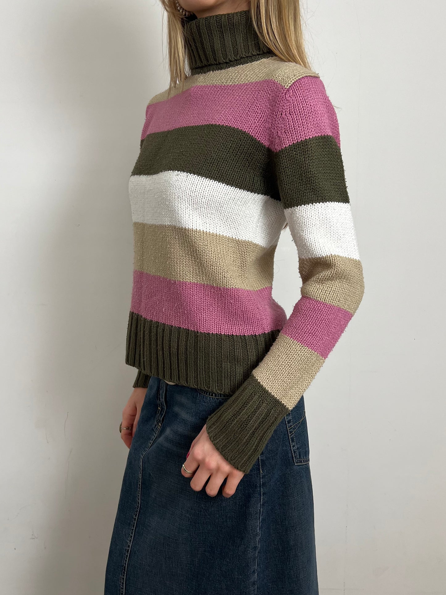striped knit jumper, M