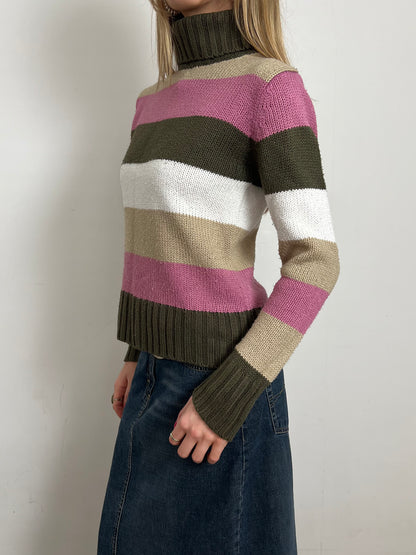 striped knit jumper, M